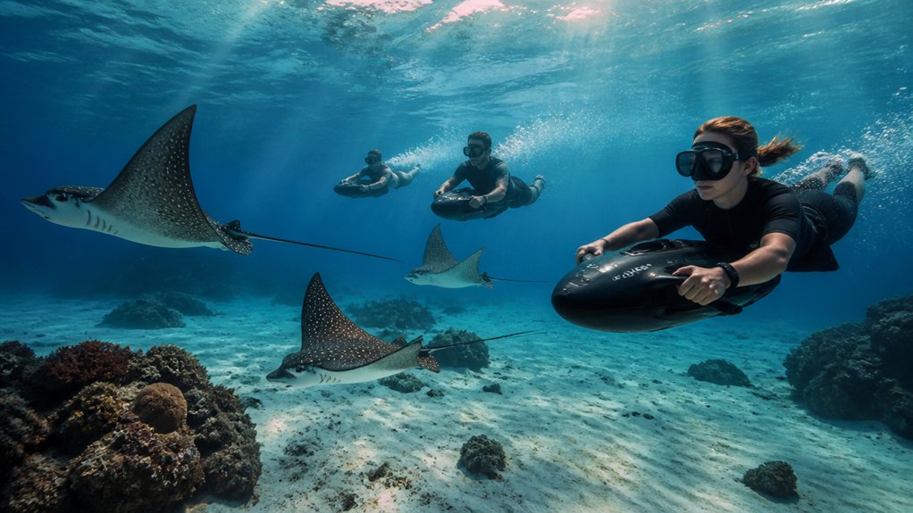 gliding over reef rays