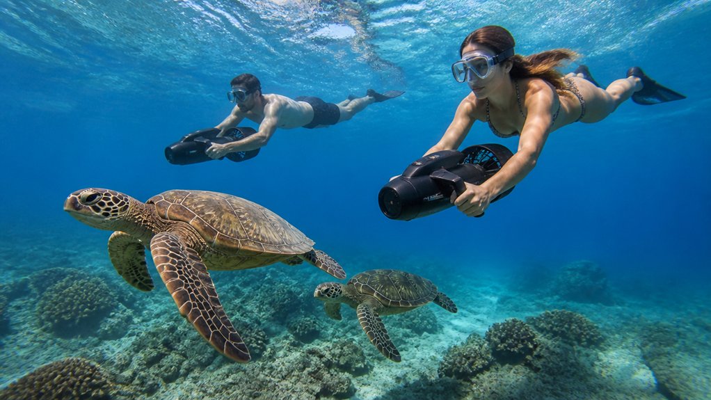 sea turtles on scooter tours